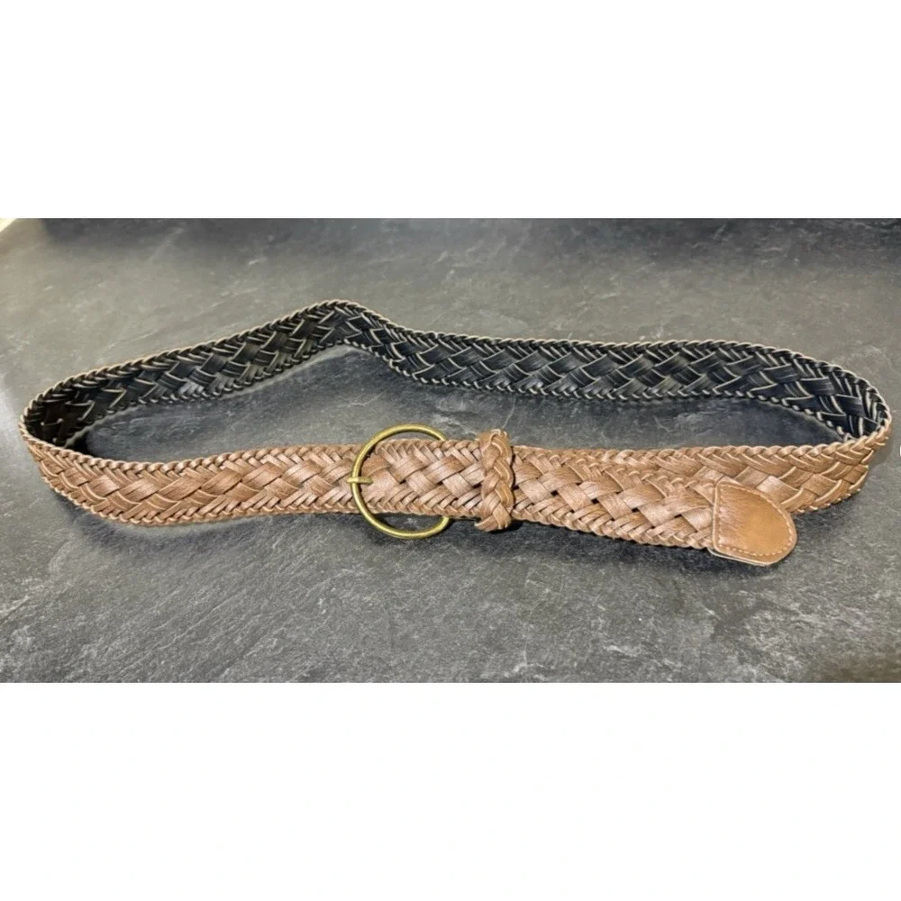 Brown Braided Women's Belt L/XL Basketweave 50